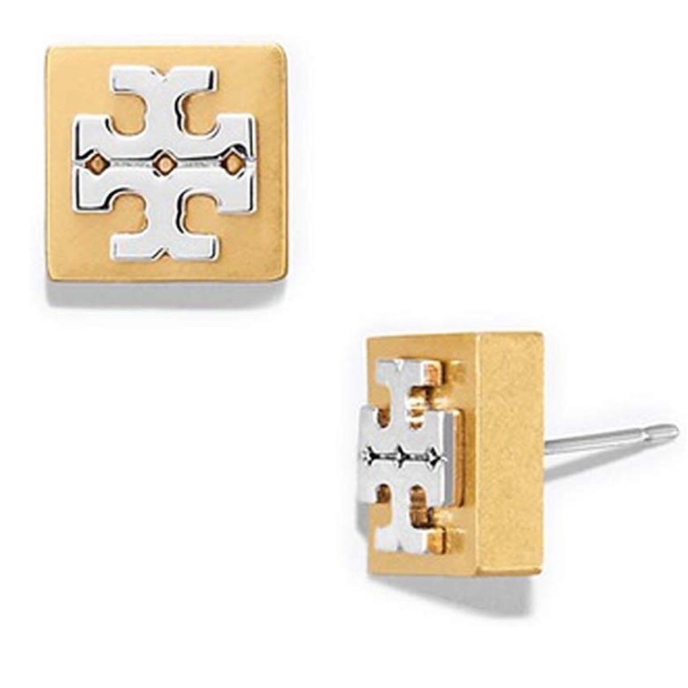 ✨NEW TORY BURCH✨SQUARE T LOGO STUD EARRINGS FIRM PRICE